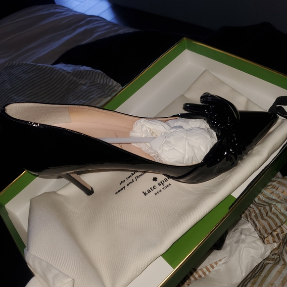 Kate Spade Glossy Black Heels - Picture 2 of 12